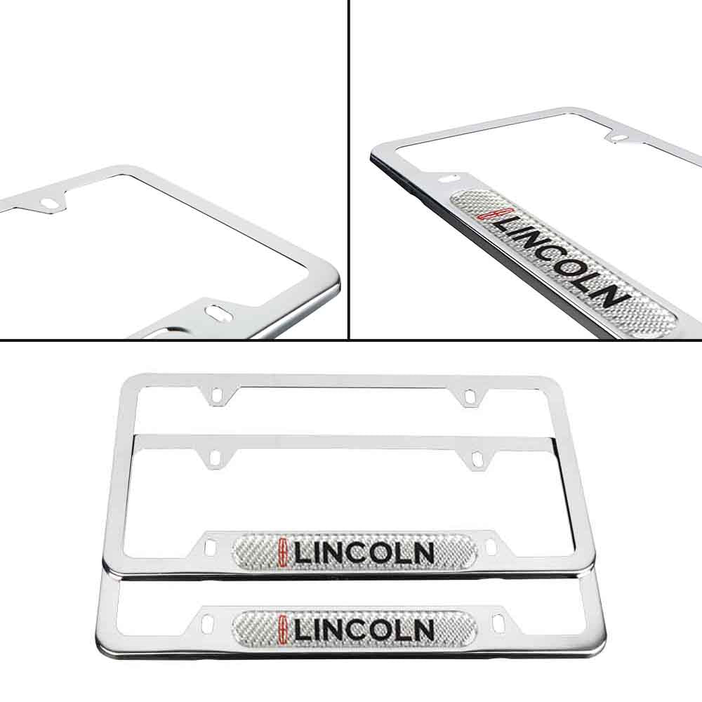 Brand New Universal 2PCS Lincoln Chrome Metal License Plate Frame