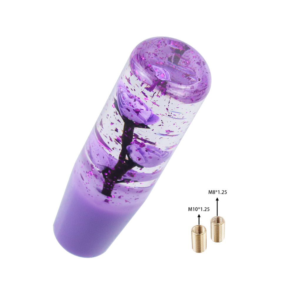 Brand New Universal 150mm Sakura Purple Glitter Rose Flowers Manual Car Gear Stick Shift Knob M8 M10 M12