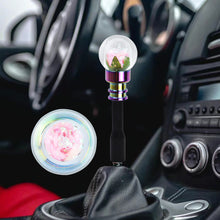 Load image into Gallery viewer, Brand New Universal Acrylic Clear Crystal Pink Rose Flower Ball Manuel Gear Stick Shift Knob M8 M10 M12 &amp; Black Shifter Extender Extension