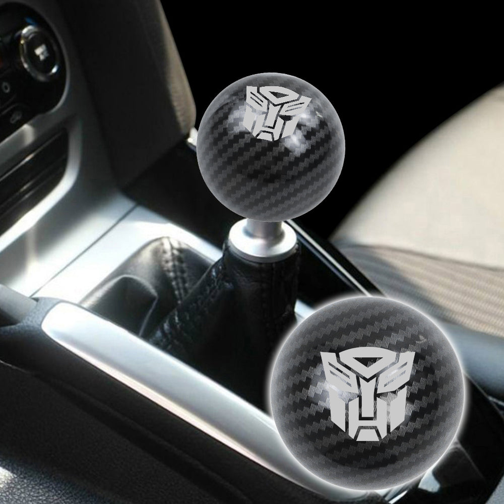 BRAND NEW UNIVERSAL JDM AUTOBOT TRANSFORMERS Aluminum Carbon Fiber Style Round Ball Manual Gear Stick Shift Knob M8 M10 M12