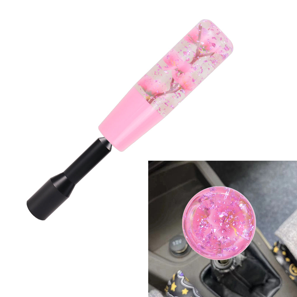 Brand New JDM Glitter Pink Rose Flowers Manuel Gear Stick Shift Knob M8 M10 M12 & Black Shifter Extender Extension