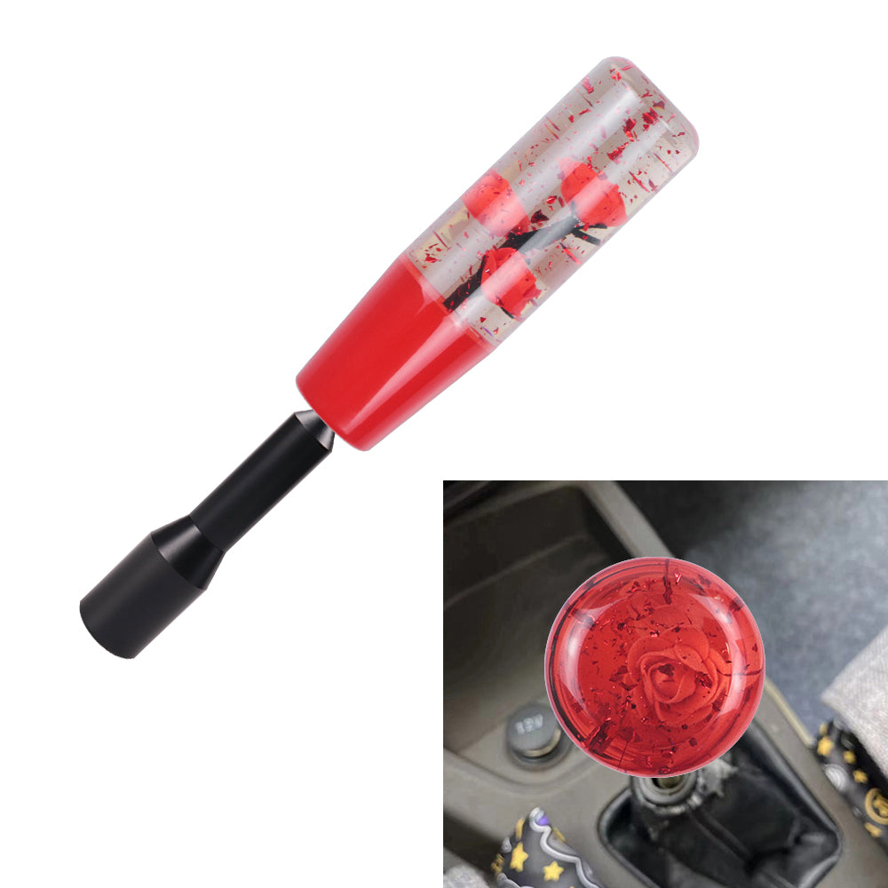 Brand New JDM Glitter Red Rose Flowers Manuel Gear Stick Shift Knob M8 M10 M12 & Black Shifter Extender Extension