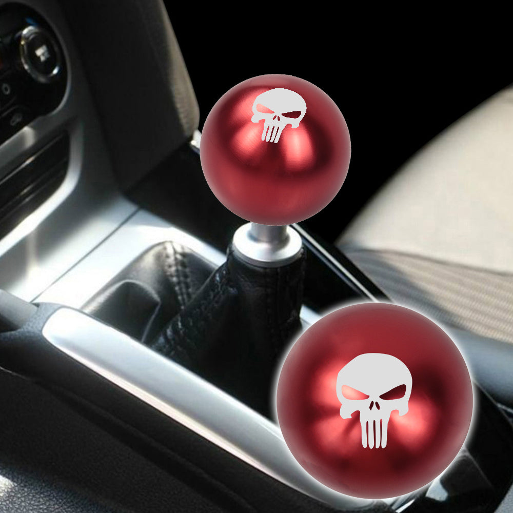 BRAND NEW UNIVERSAL JDM THE PUNISHER Aluminum Red Round Ball Manual Gear Stick Shift Knob M8 M10 M12