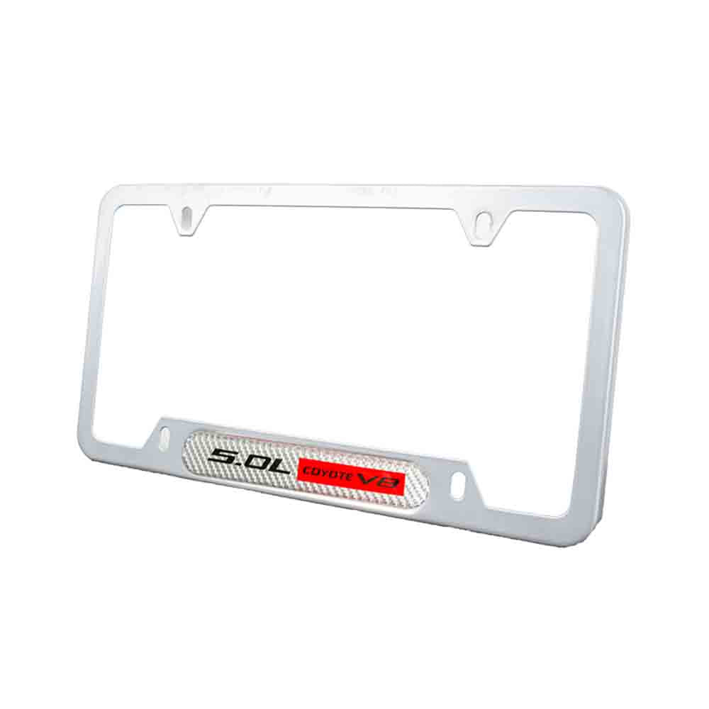 Brand New Universal 2PCS 5.0L COYOTE V8 Silver Metal License Plate Frame