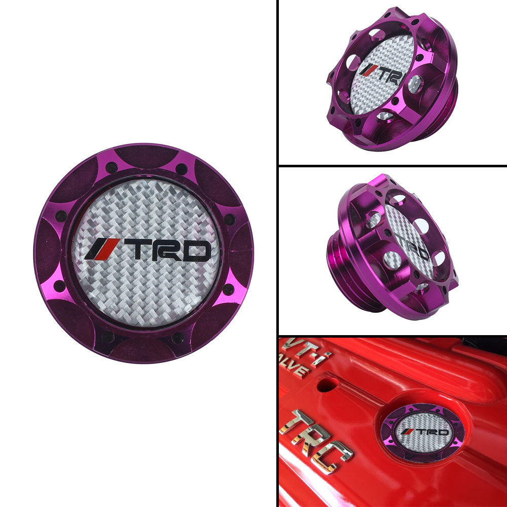 Brand New Toyota TRD Real Carbon Fiber Sticker ALUMNIUM Purple Billet Engine Oil FILLER Cap Toyota