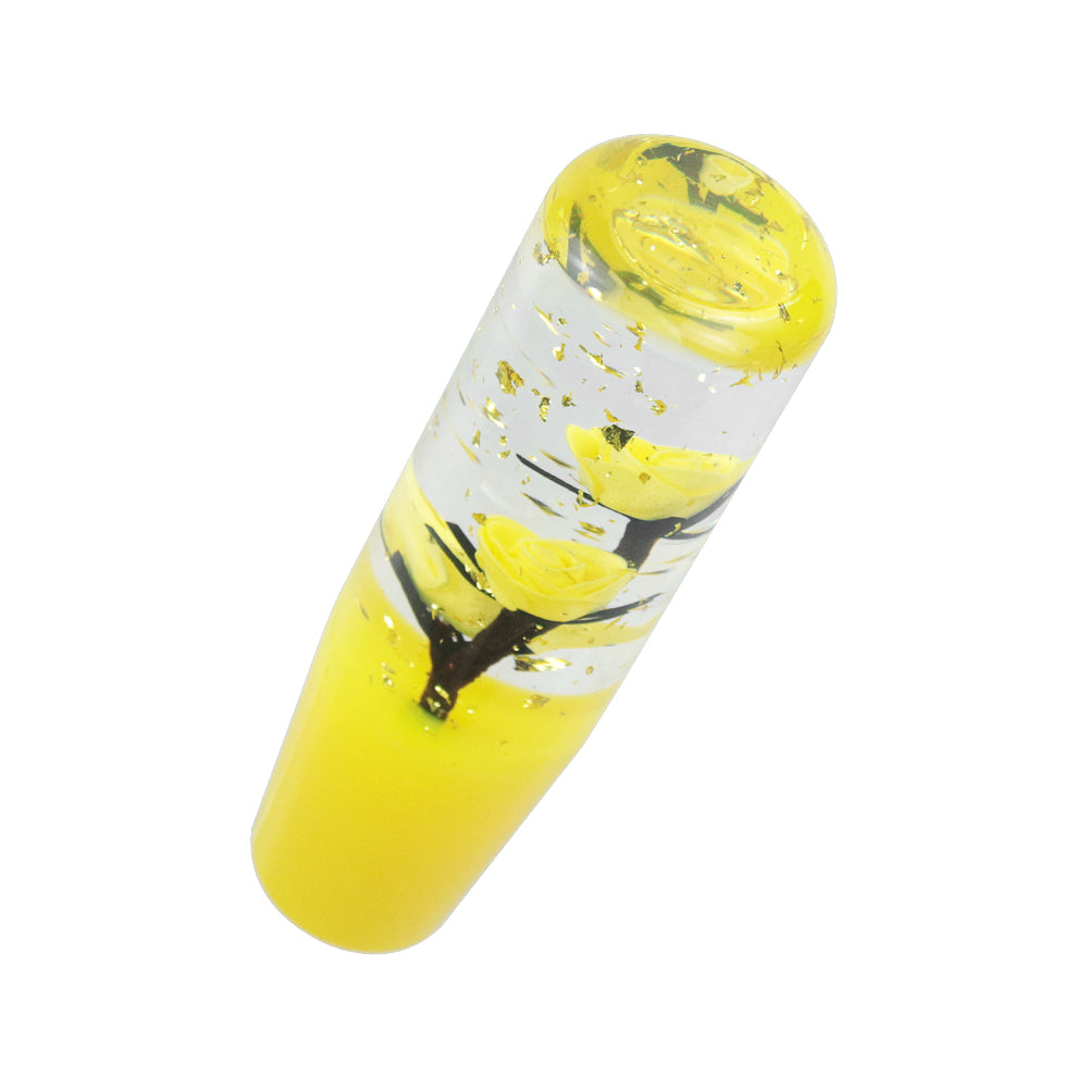 Brand New Universal 150mm Sakura Yellow Glitter Rose Flowers Manual Car Gear Stick Shift Knob M8 M10 M12