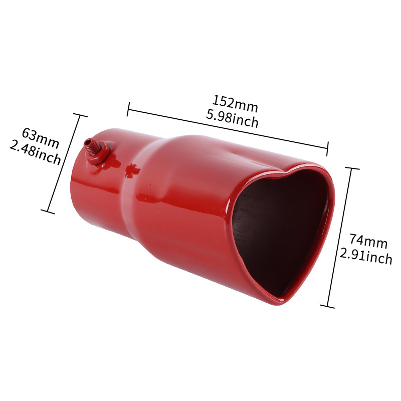 Brand New Universal Red Heart Shaped Stainless Steel Car Exhaust Pipe Muffler Tip Trim Staight