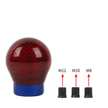 Load image into Gallery viewer, Brand New Universal Real Carbon Fiber Red Round Ball Manual Car Racing Gear Shift Knob Shifter M12 M10 M8