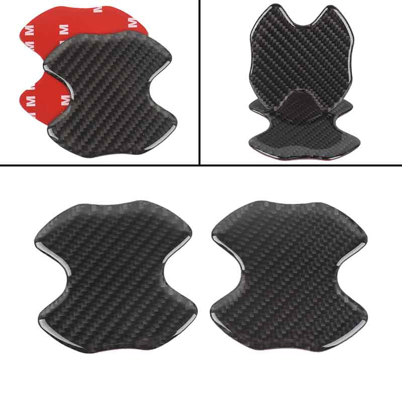 BRAND NEW UNIVERSAL 2PCS REAL CARBON FIBER ANTI-SCRATCH DOOR HANDLE PROTECTOR