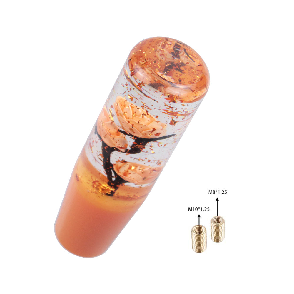 Brand New Universal 150mm Sakura Orange Glitter Rose Flowers Manual Car Gear Stick Shift Knob M8 M10 M12