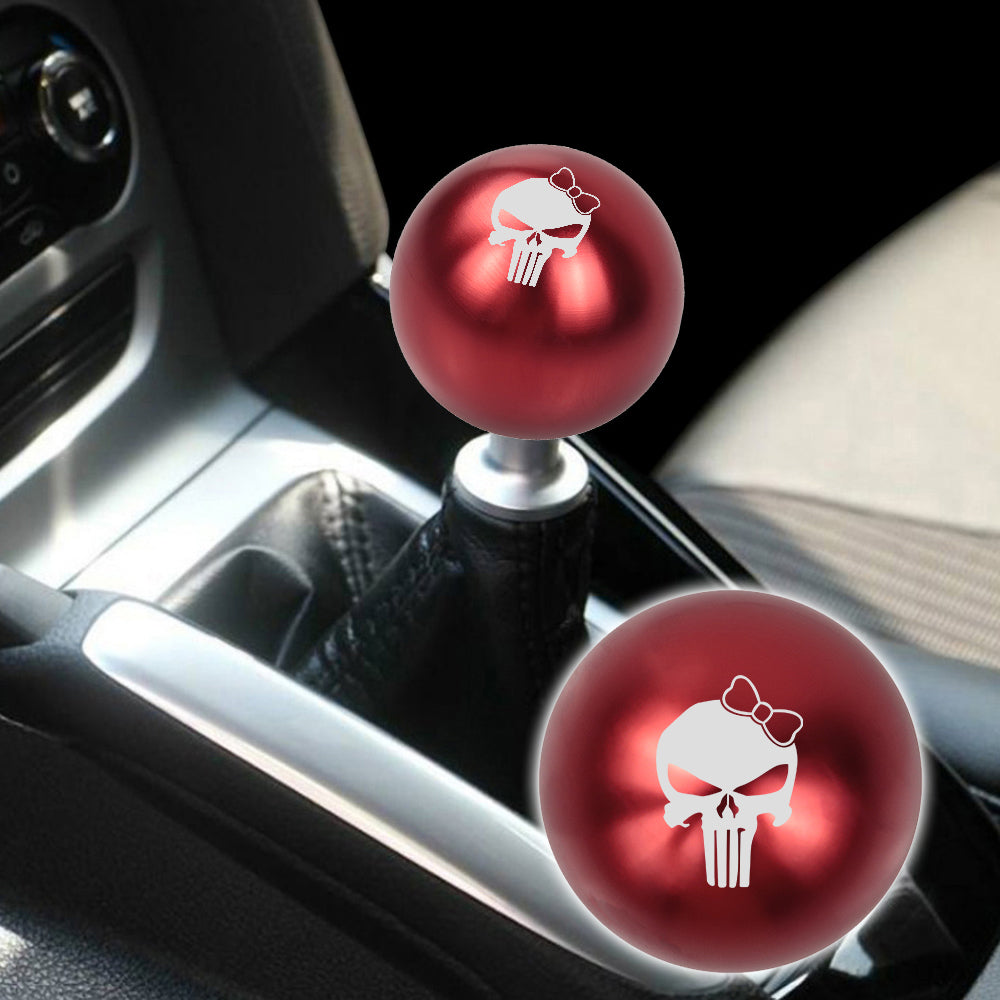 BRAND NEW UNIVERSAL JDM THE PUNISHER CHIC GIRL Aluminum Red Round Ball Manual Gear Stick Shift Knob M8 M10 M12