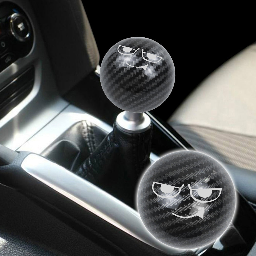 BRAND NEW UNIVERSAL JDM SMUG FACE Aluminum Carbon Fiber Style Round Ball Manual Gear Stick Shift Knob M8 M10 M12