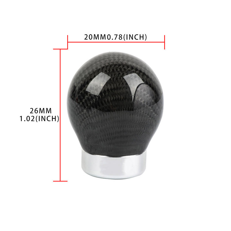 Brand New Universal Real Carbon Fiber Black Round Ball Manual Car Racing Gear Shift Knob Shifter M12 M10 M8