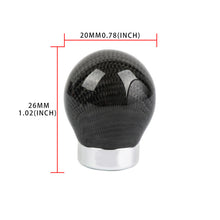 Load image into Gallery viewer, Brand New Universal Real Carbon Fiber Black Round Ball Manual Car Racing Gear Shift Knob Shifter M12 M10 M8