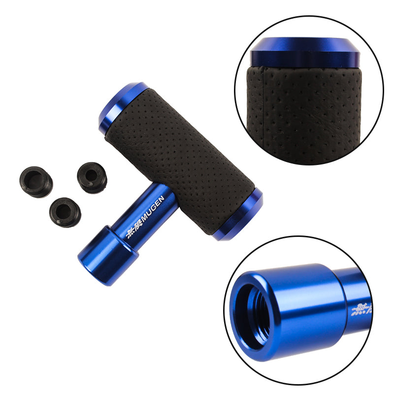 Brand New Universal MUGEN BLUE Aircraft Joystick Aluminum Leather Car Gear Shift Knob Shifter Lever Head M8 M10 M12