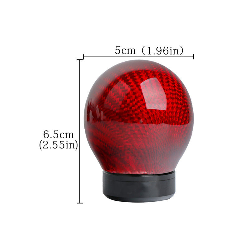 Brand New Universal Real Carbon Fiber Red Round Ball Manual Car Racing Gear Shift Knob Shifter M12 M10 M8