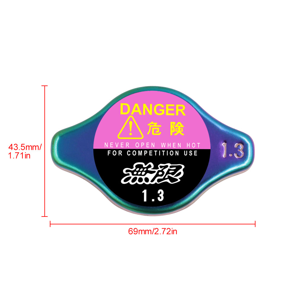 Brand New JDM 1.3bar 9mm Mugen Neo Chrome Racing Cap High Pressure Radiator Cap For Universal