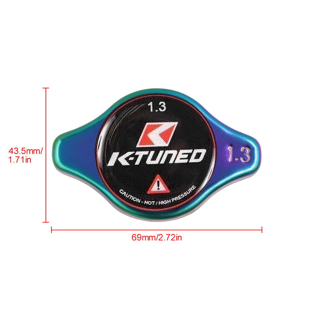 Brand New JDM 1.3bar 9mm K-TUNED Neo Chrome Racing Cap High Pressure Radiator Cap For Universal