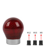 Brand New Universal Real Carbon Fiber Red Round Ball Manual Car Racing Gear Shift Knob Shifter M12 M10 M8