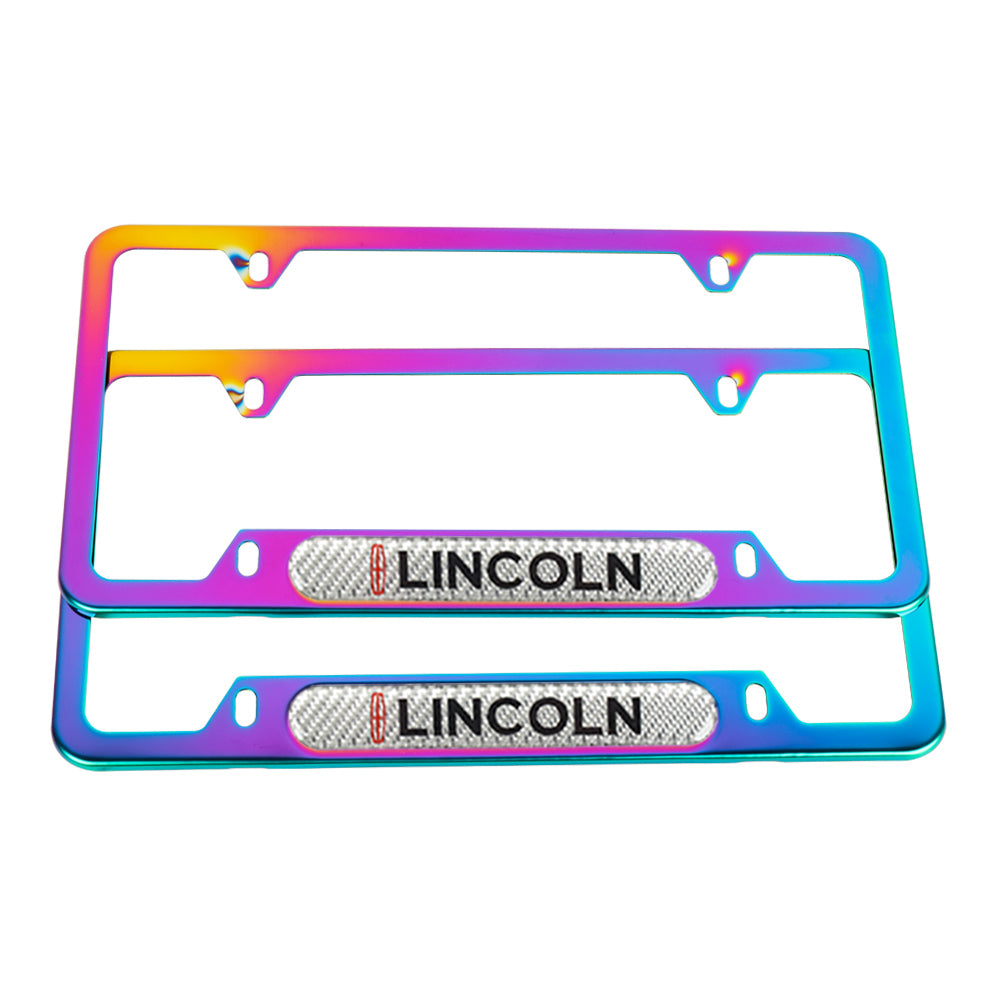 Brand New Universal 2PCS Lincoln Neo Chrome Metal License Plate Frame