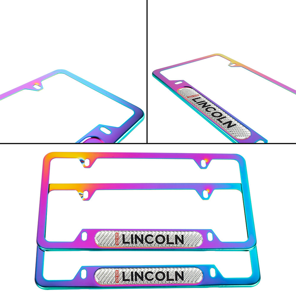 Brand New Universal 2PCS Lincoln Neo Chrome Metal License Plate Frame