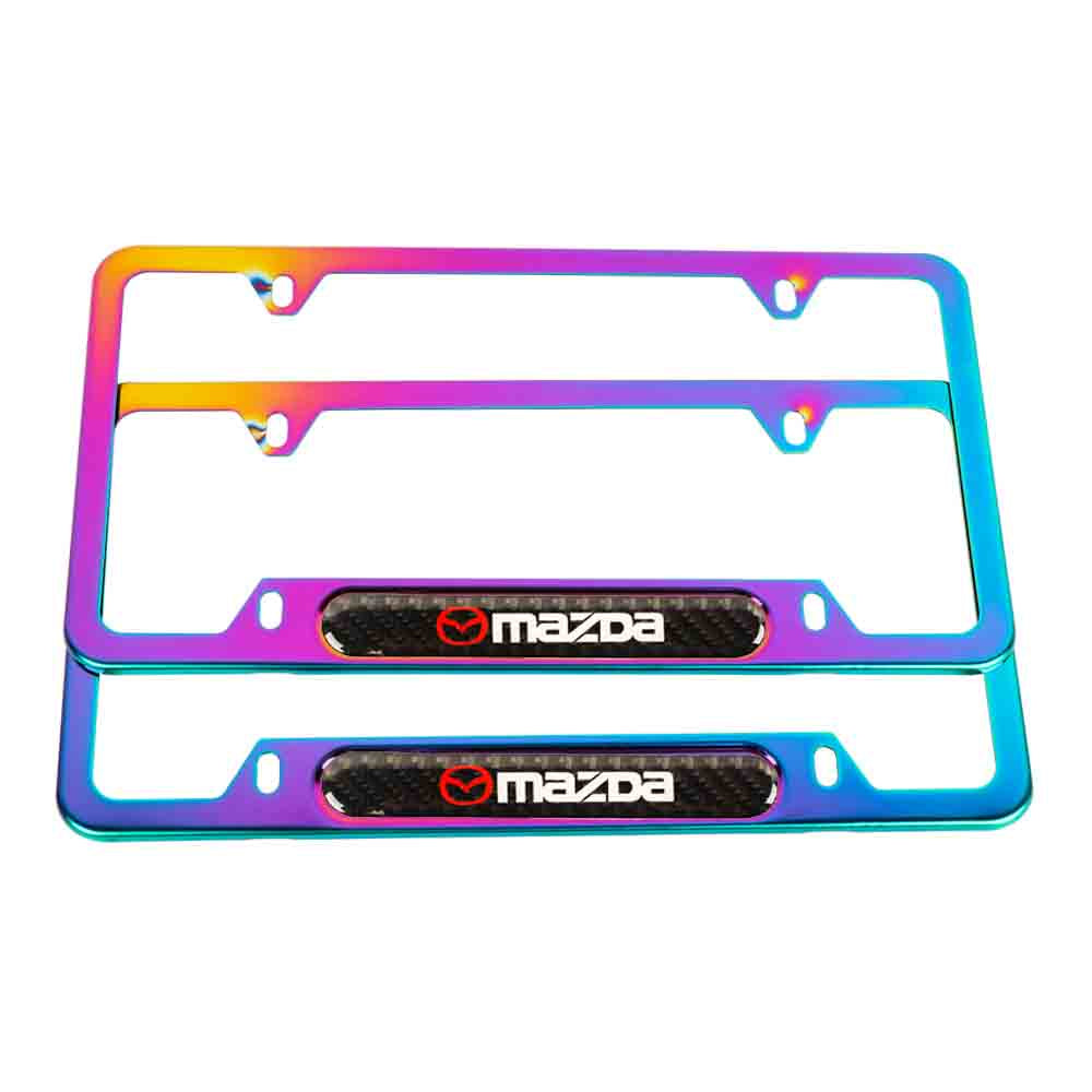 Brand New Universal 2PCS MAZDA Neo Chrome Metal License Plate Frame