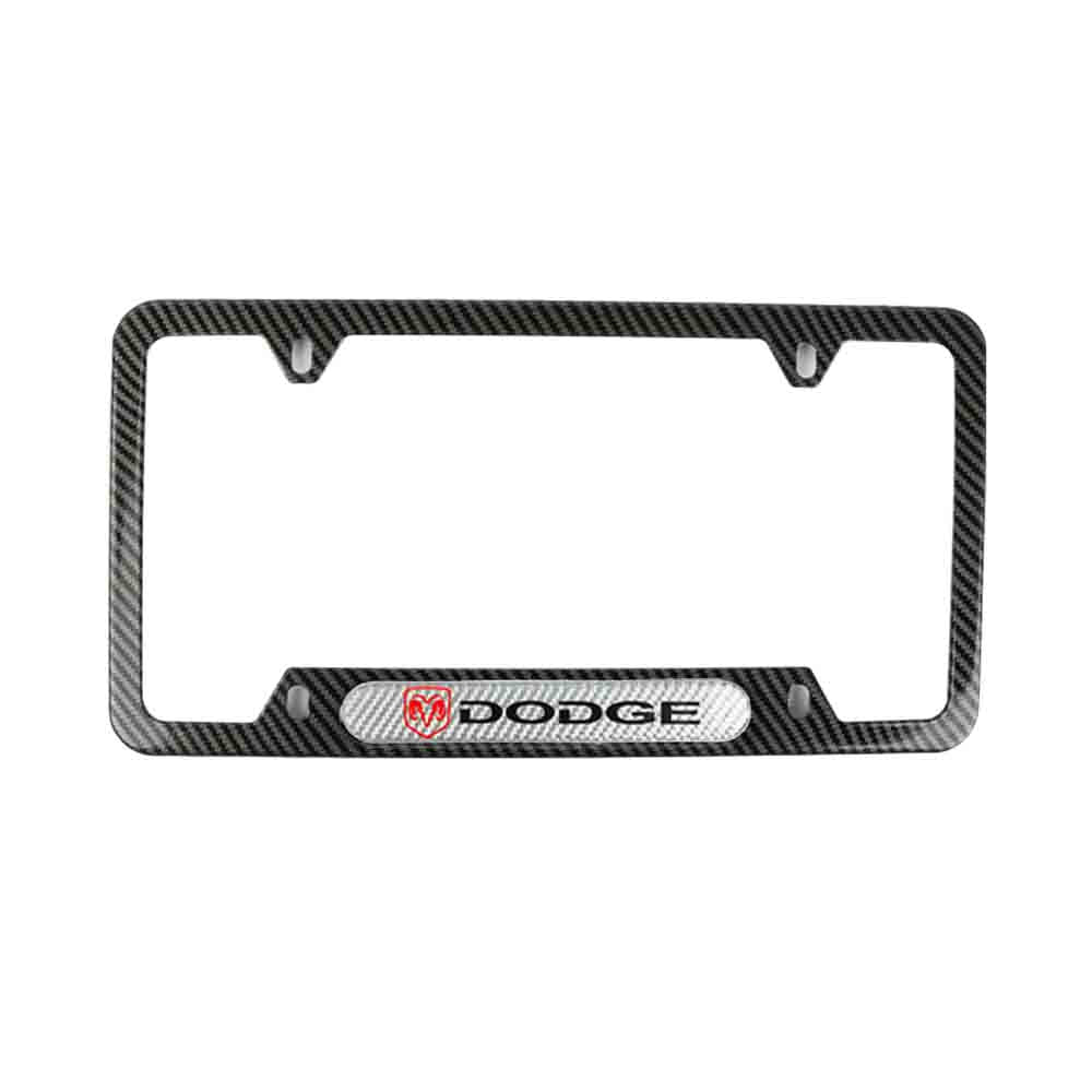 Brand New Universal 1PCS Dodge Carbon Fiber Look Metal License Plate Frame