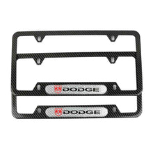 Load image into Gallery viewer, Brand New Universal 2PCS Dodge Carbon Fiber Look Metal License Plate Frame