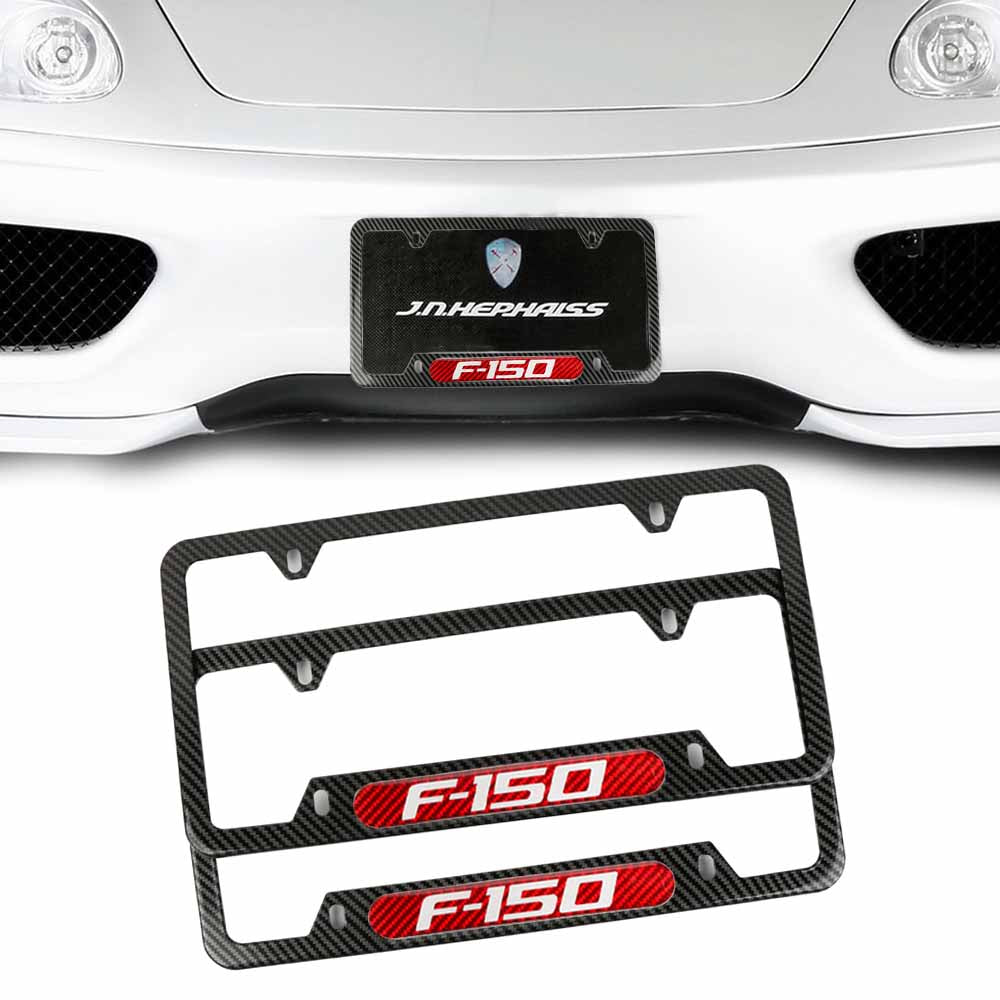 Brand New Universal 2PCS F-150 Carbon Fiber Look Metal License Plate Frame