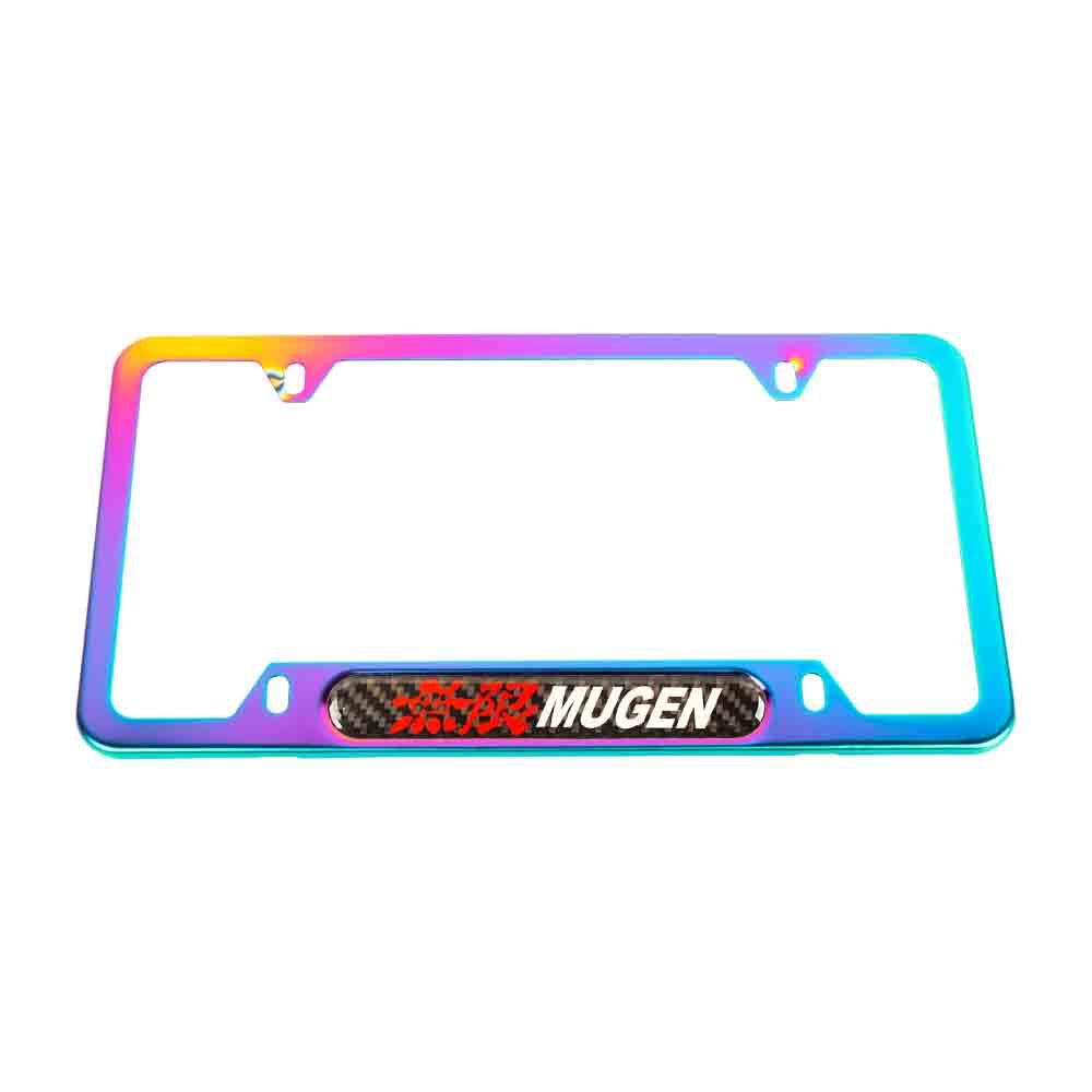 Brand New Universal 1PCS MUGEN Neo Chrome Metal License Plate Frame