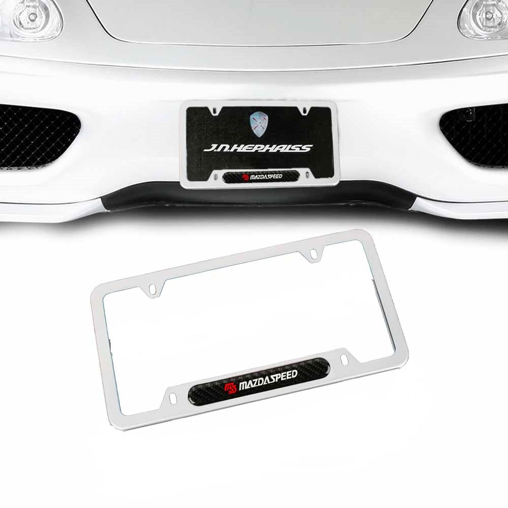 Brand New Universal 1PCS MAZDASPEED Silver Metal License Plate Frame