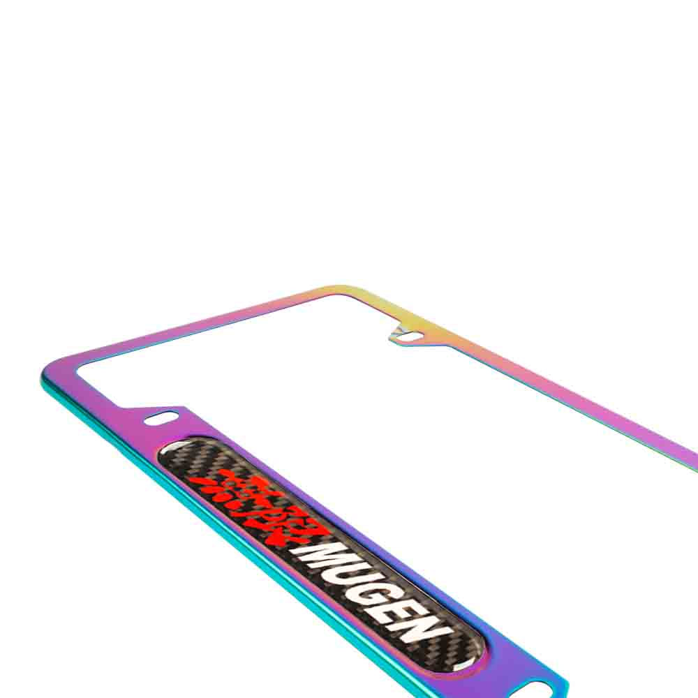 Brand New Universal 2PCS MUGEN Neo Chrome Metal License Plate Frame