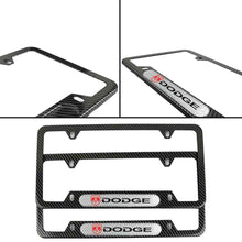 Load image into Gallery viewer, Brand New Universal 2PCS Dodge Carbon Fiber Look Metal License Plate Frame