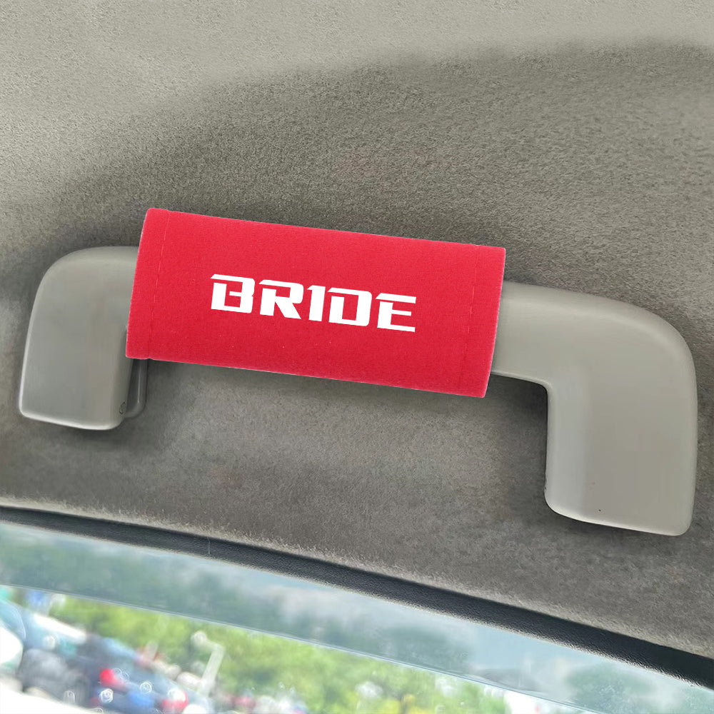 BRAND NEW UNIVERSAL JDM Bride Red Suede Roof Safety Handle Ceiling Handrail Cover Pull Handle Racing