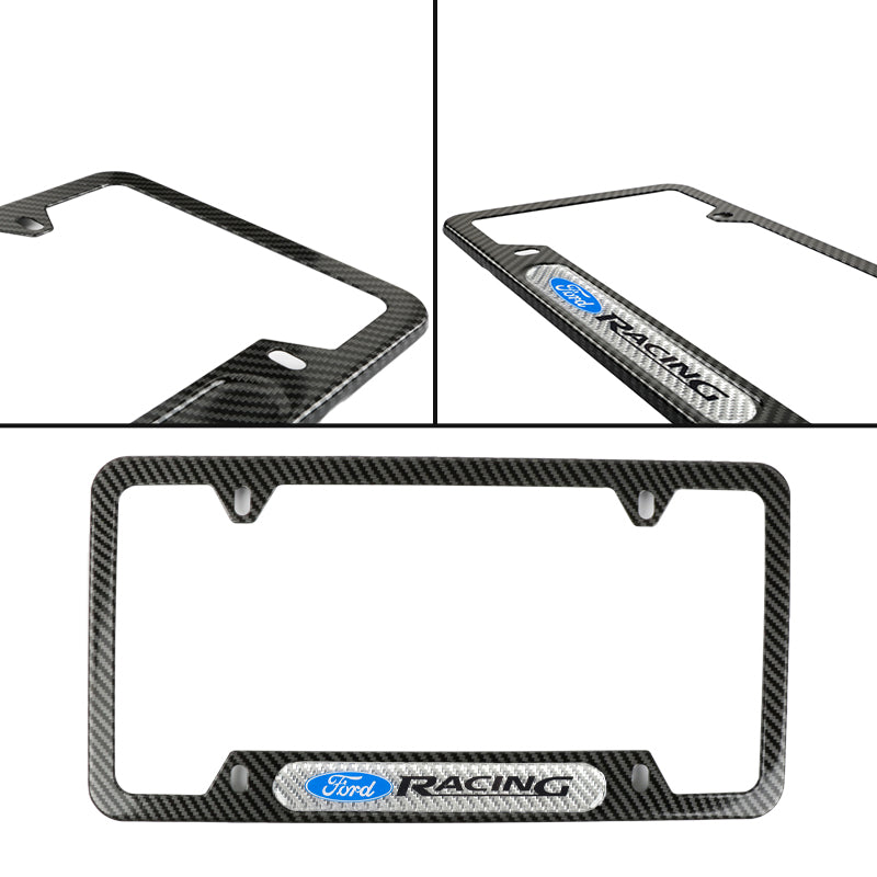 Brand New Universal 1PCS Ford Racing Carbon Fiber Look Metal License Plate Frame