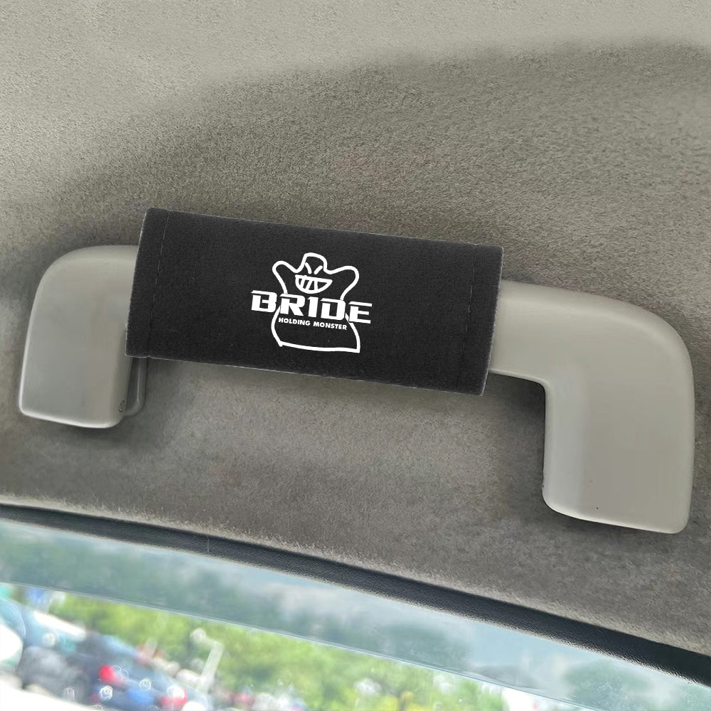 BRAND NEW UNIVERSAL JDM Bride Black Suede Roof Safety Handle Ceiling Handrail Cover Pull Handle Racing