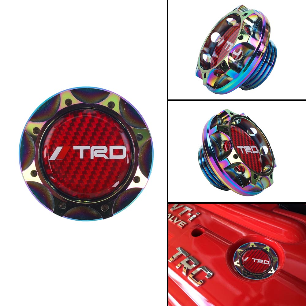 Brand New Toyota TRD Real Carbon Fiber Sticker ALUMNIUM Neo Chrome Billet Engine Oil FILLER Cap