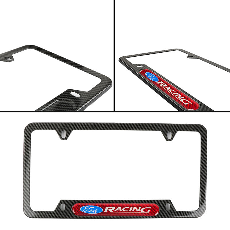 Brand New Universal 1PCS Ford Racing Carbon Fiber Look Metal License Plate Frame