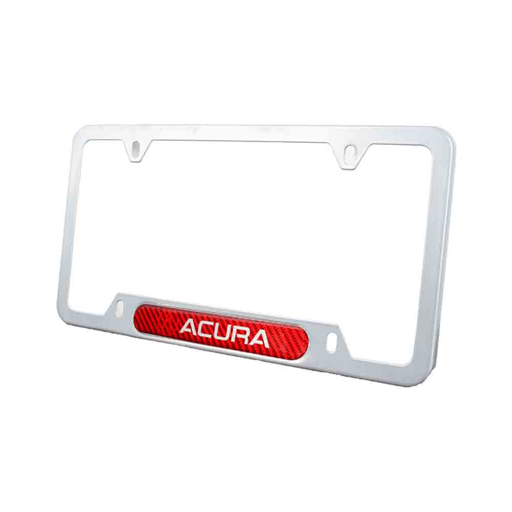 Brand New Universal 2PCS ACURA Silver Metal License Plate Frame