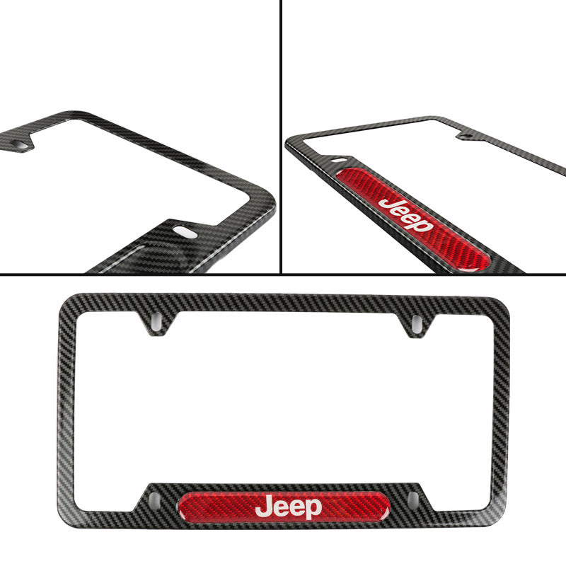 Brand New Universal 1PCS JEEP Carbon Fiber Look Metal License Plate Frame