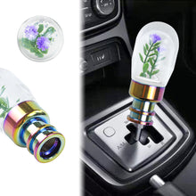 Load image into Gallery viewer, Brand New Acrylic Clear Crystal Purple Flower Long Shift Knob Manual Gear Transmission Shifter M8 M10 M12