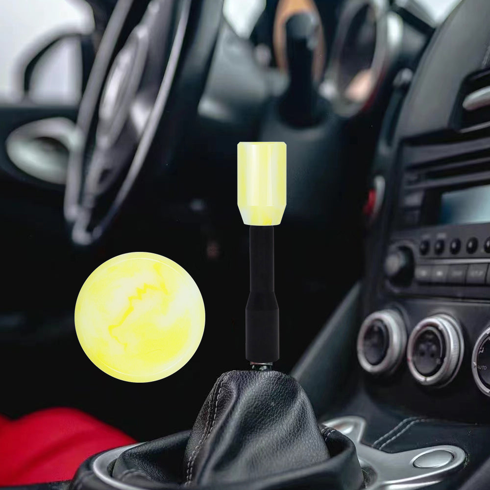 Brand New Universal JDM YELLOW 6CM Marble Style Stick Manuel Gear Stick Shift Knob M8 M10 M12 & Black Shifter Extender Extension