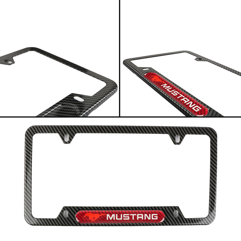 Brand New Universal 1PCS Ford Mustang Carbon Fiber Look Metal License Plate Frame