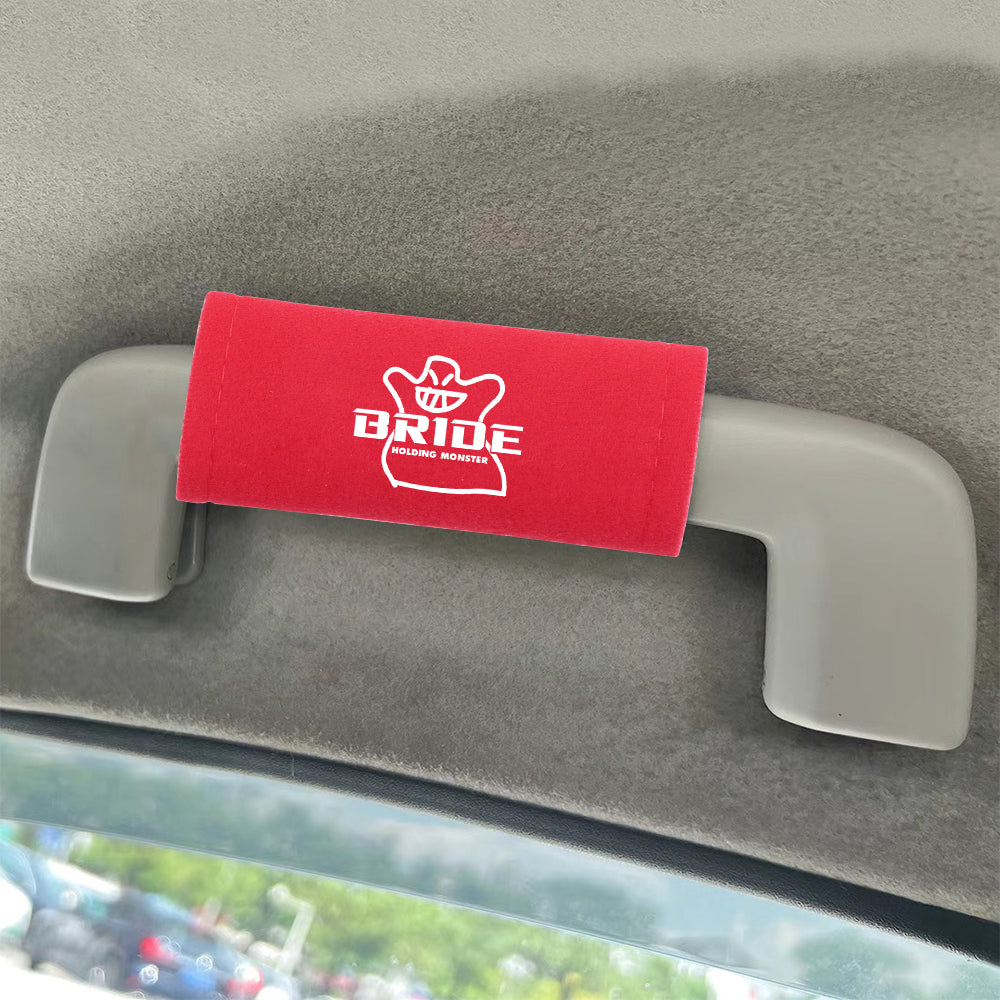 BRAND NEW UNIVERSAL JDM Bride Red Suede Roof Safety Handle Ceiling Handrail Cover Pull Handle Racing