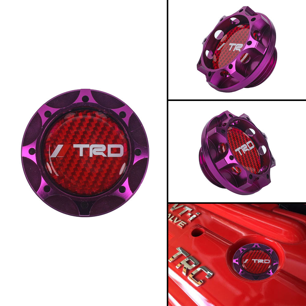 Brand New Toyota TRD Real Carbon Fiber Sticker ALUMNIUM Purple Billet Engine Oil FILLER Cap Toyota