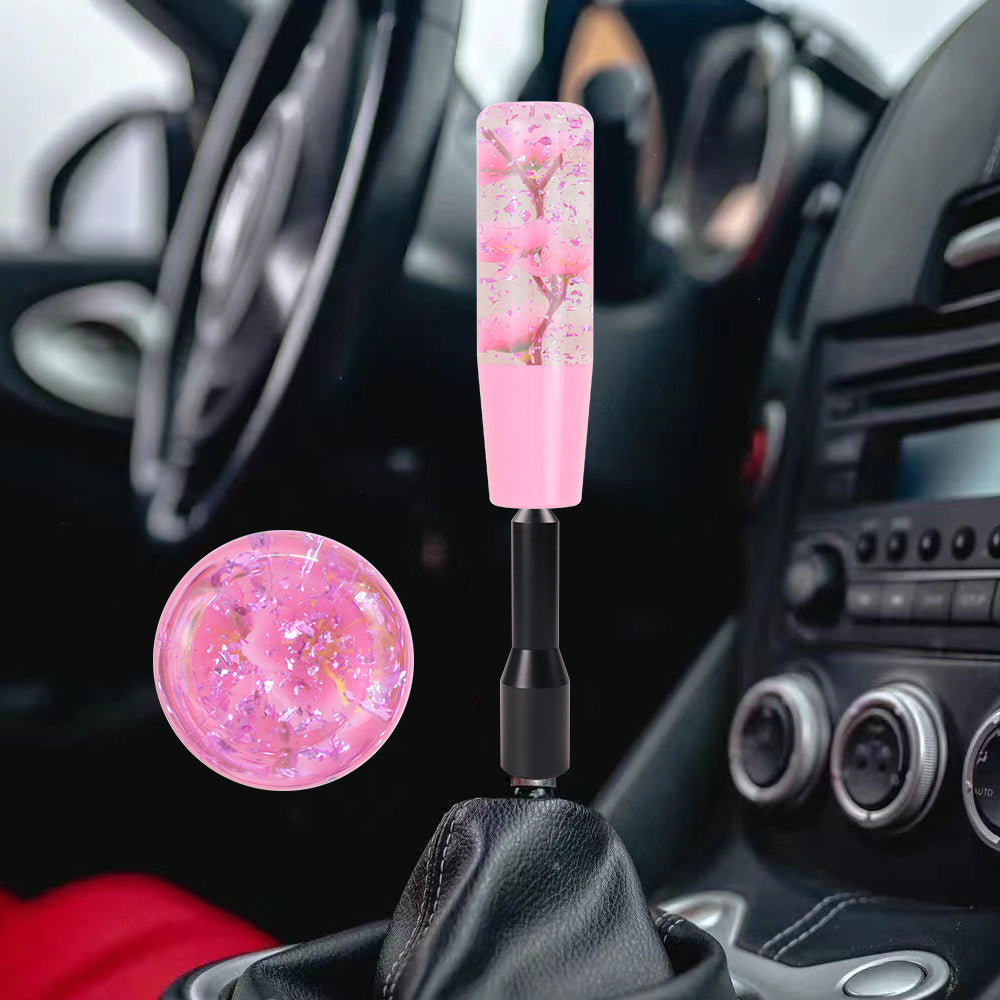 Brand New JDM Glitter Pink Rose Flowers Manuel Gear Stick Shift Knob M8 M10 M12 & Black Shifter Extender Extension