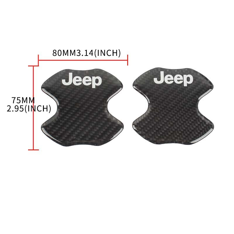 BRAND NEW UNIVERSAL 2PCS JEEP REAL CARBON FIBER ANTI-SCRATCH DOOR HANDLE PROTECTOR