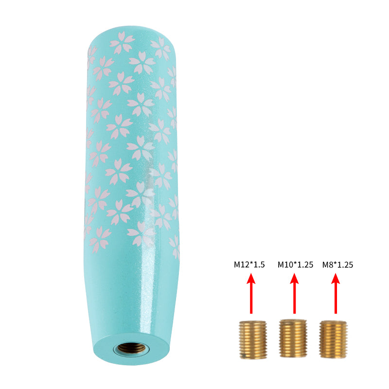 Brand New Universal 15CM Sakura Flowers Pearl Teal Long Stick Manual Car Gear Shift Knob Shifter M8 M10 M12