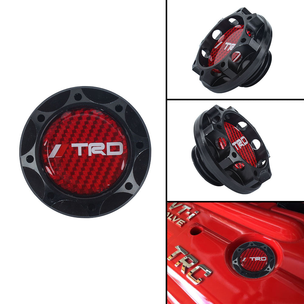 Brand New Toyota TRD Real Carbon Fiber Sticker ALUMNIUM Black Billet Engine Oil FILLER Cap