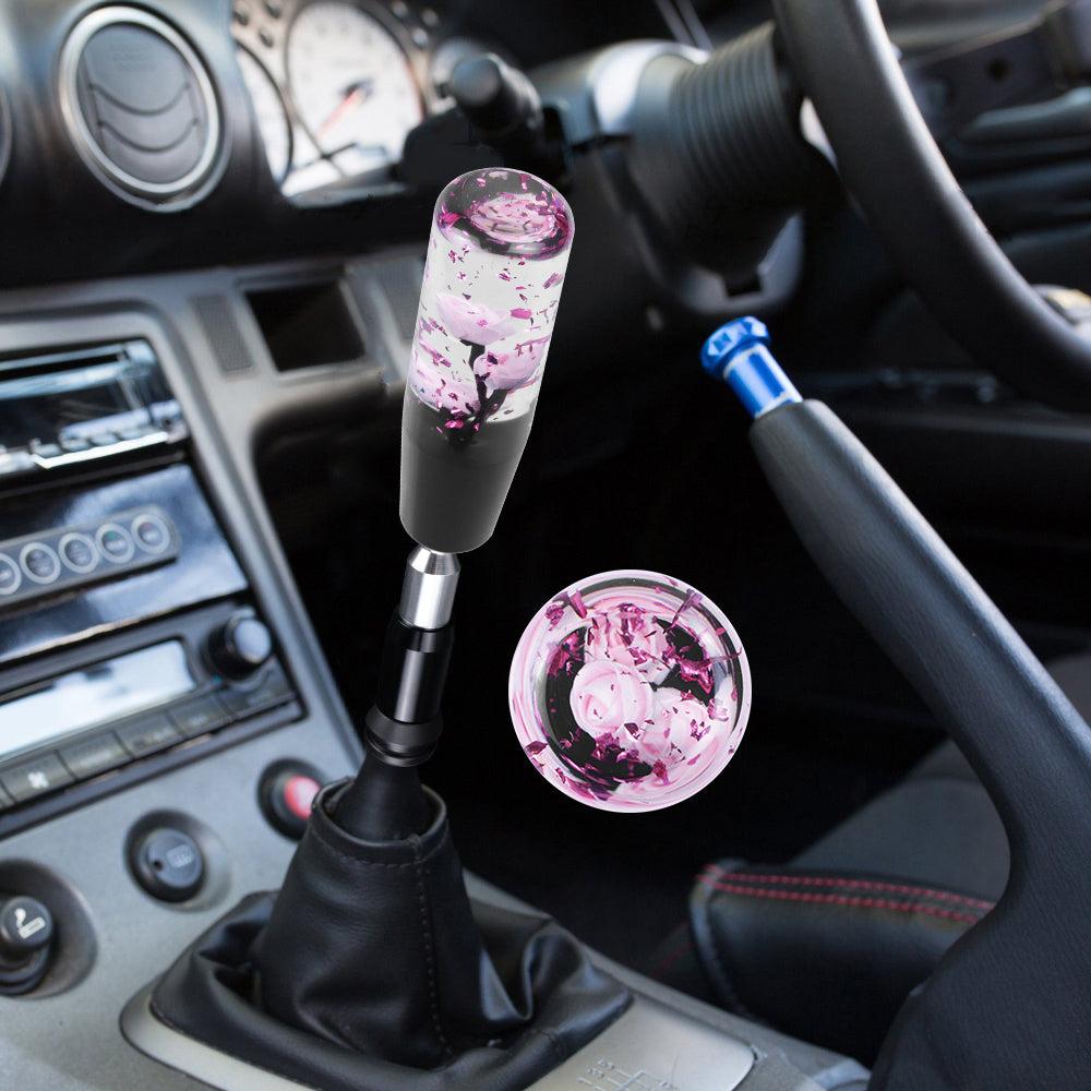 Brand New Glitter Light Pink Rose Flower Stick Shift Knob Automatic Gear Shifter